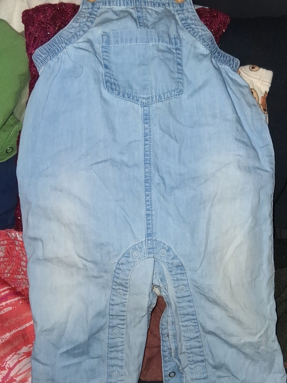 Baby Cat & Jack 12M Light Wash Chambray Denim Bib Overalls Snap Inseam 100% Cott